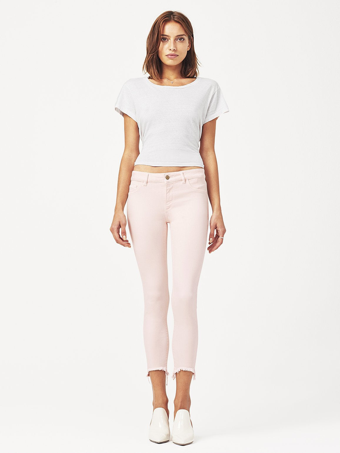 Florence Crop Mid Rise Skinny Blush Pink