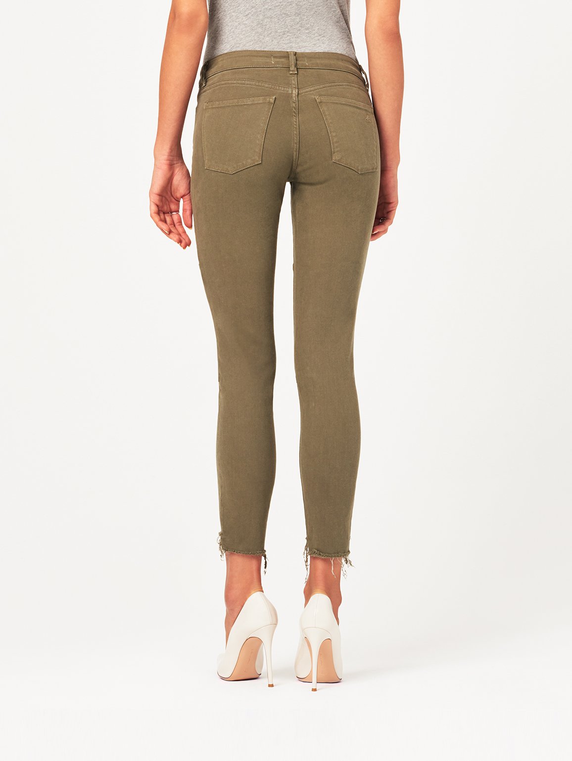 Margaux Mid Rise Ankle Skinny Cargo Green