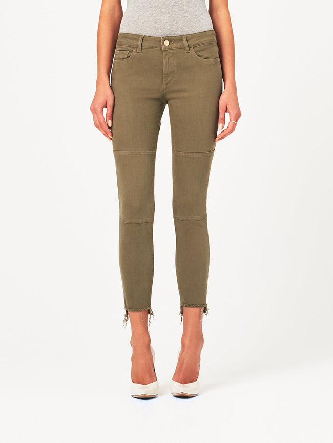 Margaux Mid Rise Ankle Skinny Cargo Green