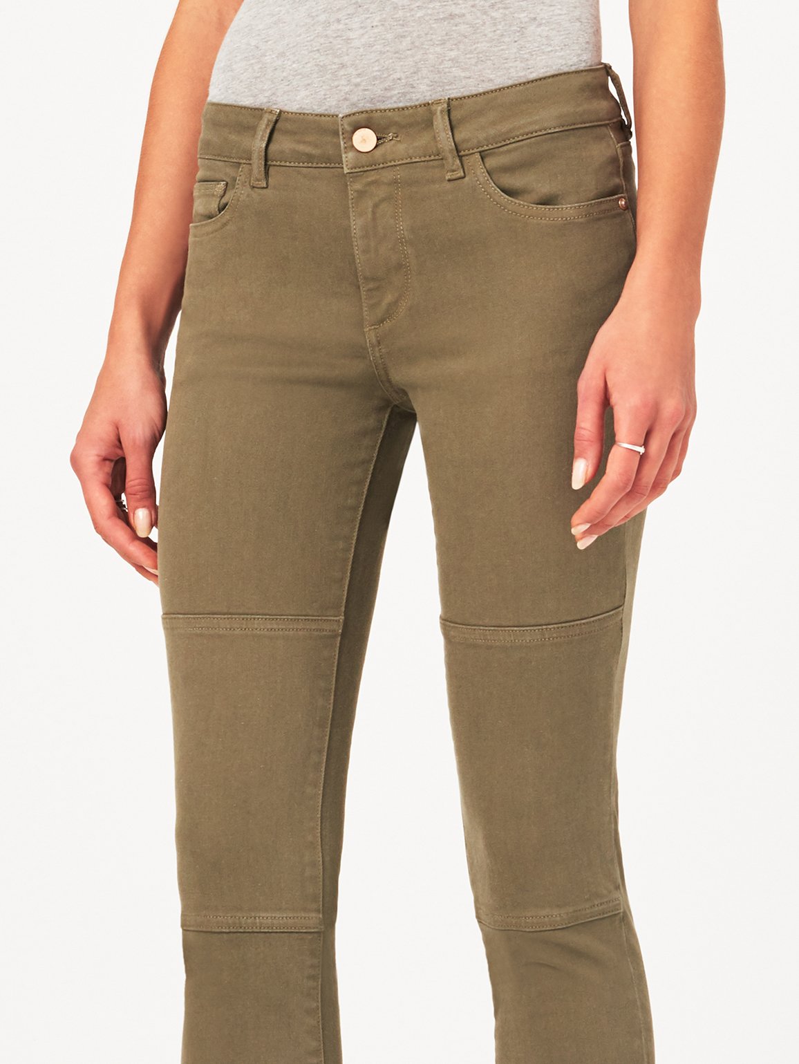 Margaux Mid Rise Ankle Skinny Cargo Green