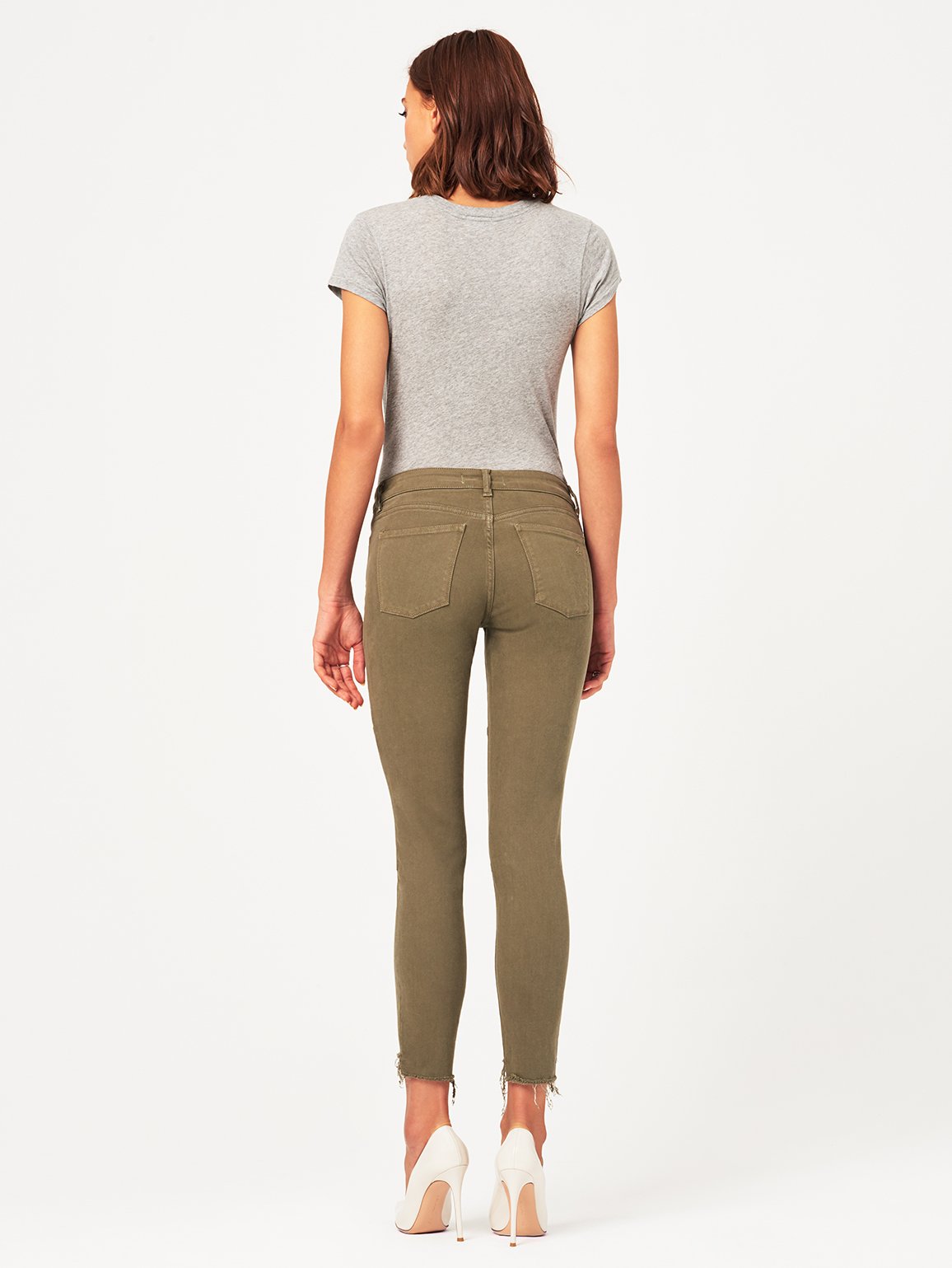 Margaux Mid Rise Ankle Skinny Cargo Green