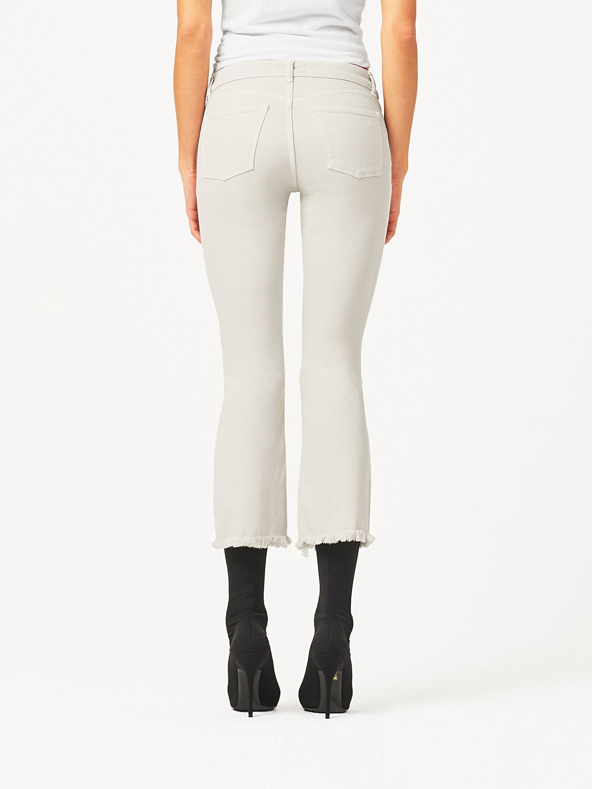 Lara Mid Rise Cropped Flare Bone