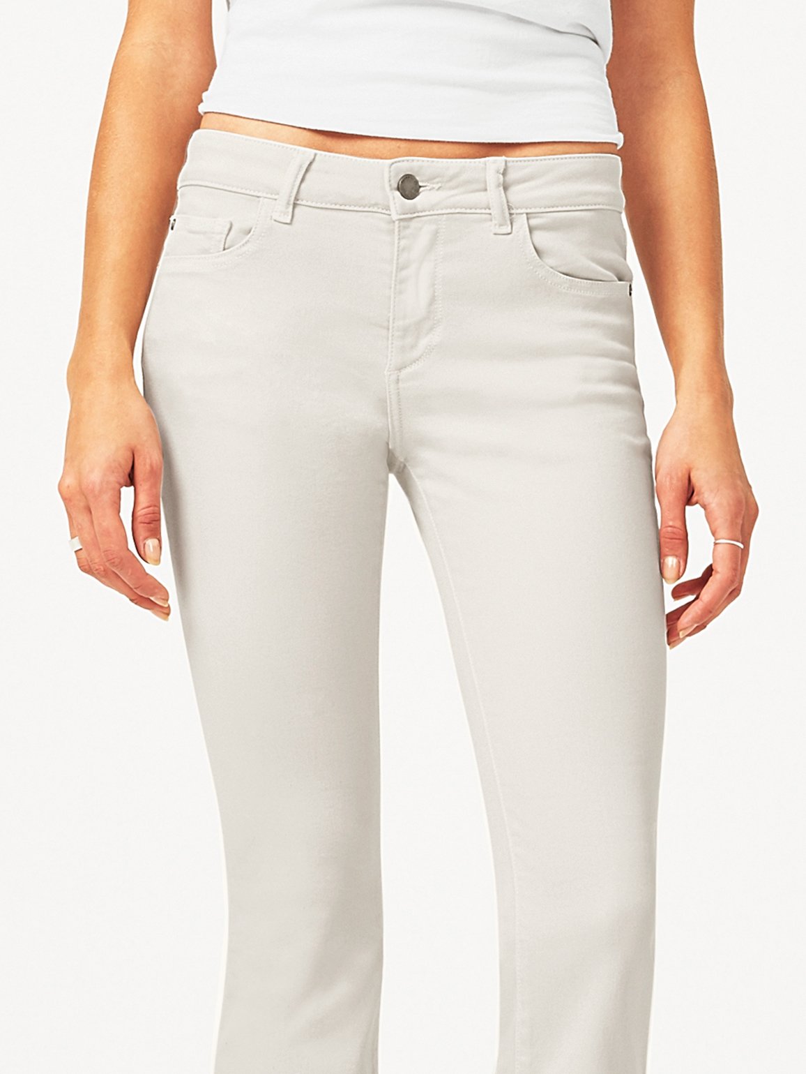 Lara Mid Rise Cropped Flare Bone