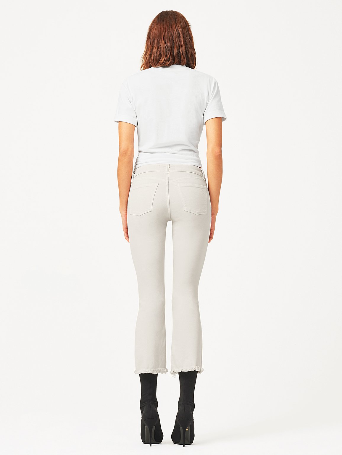 Lara Mid Rise Cropped Flare Bone