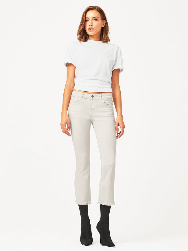 Lara Mid Rise Cropped Flare Bone
