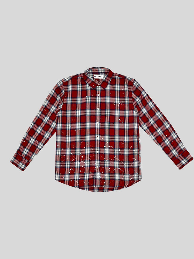 Toddler Boys - Ash Unisex Red Plaid W. Paint Splatters - DL1961