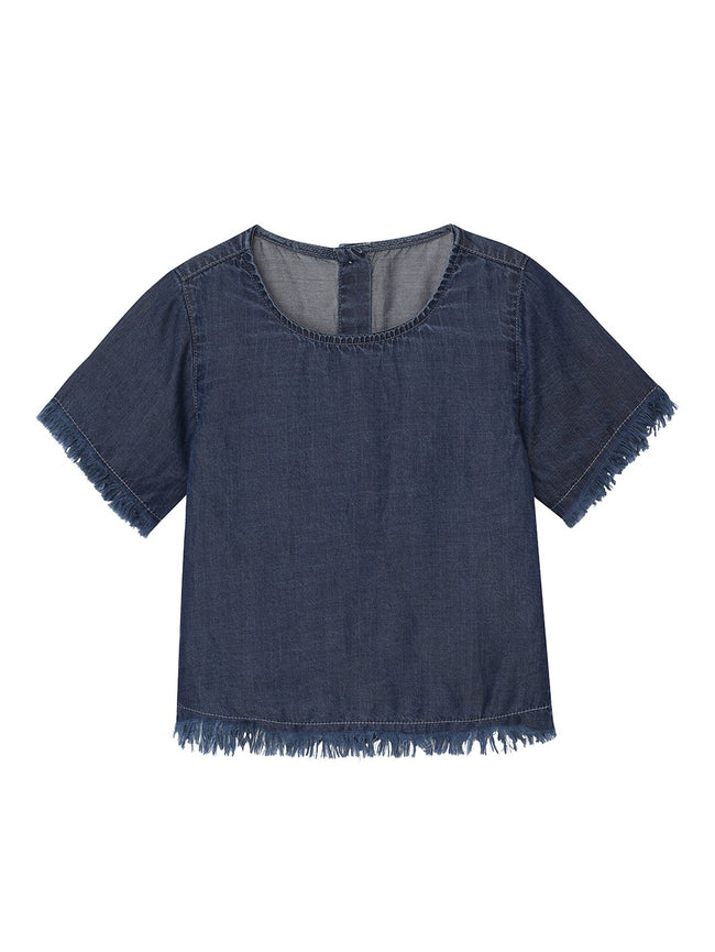 Keira Short Sleeve Tee Dark Rinse