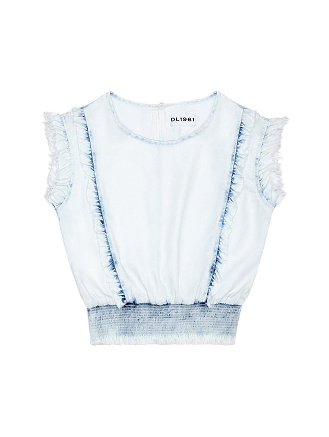 Girls - Audrey/G Ruffle Smocking Waist Top Irregular Bleach - DL1961