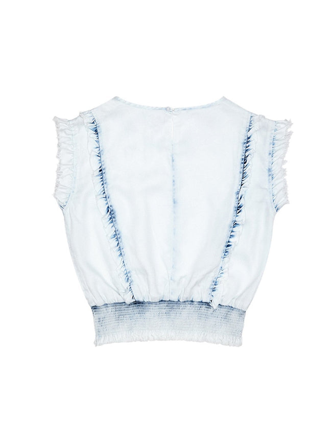 Girls - Audrey/G Ruffle Smocking Waist Top Irregular Bleach - DL1961