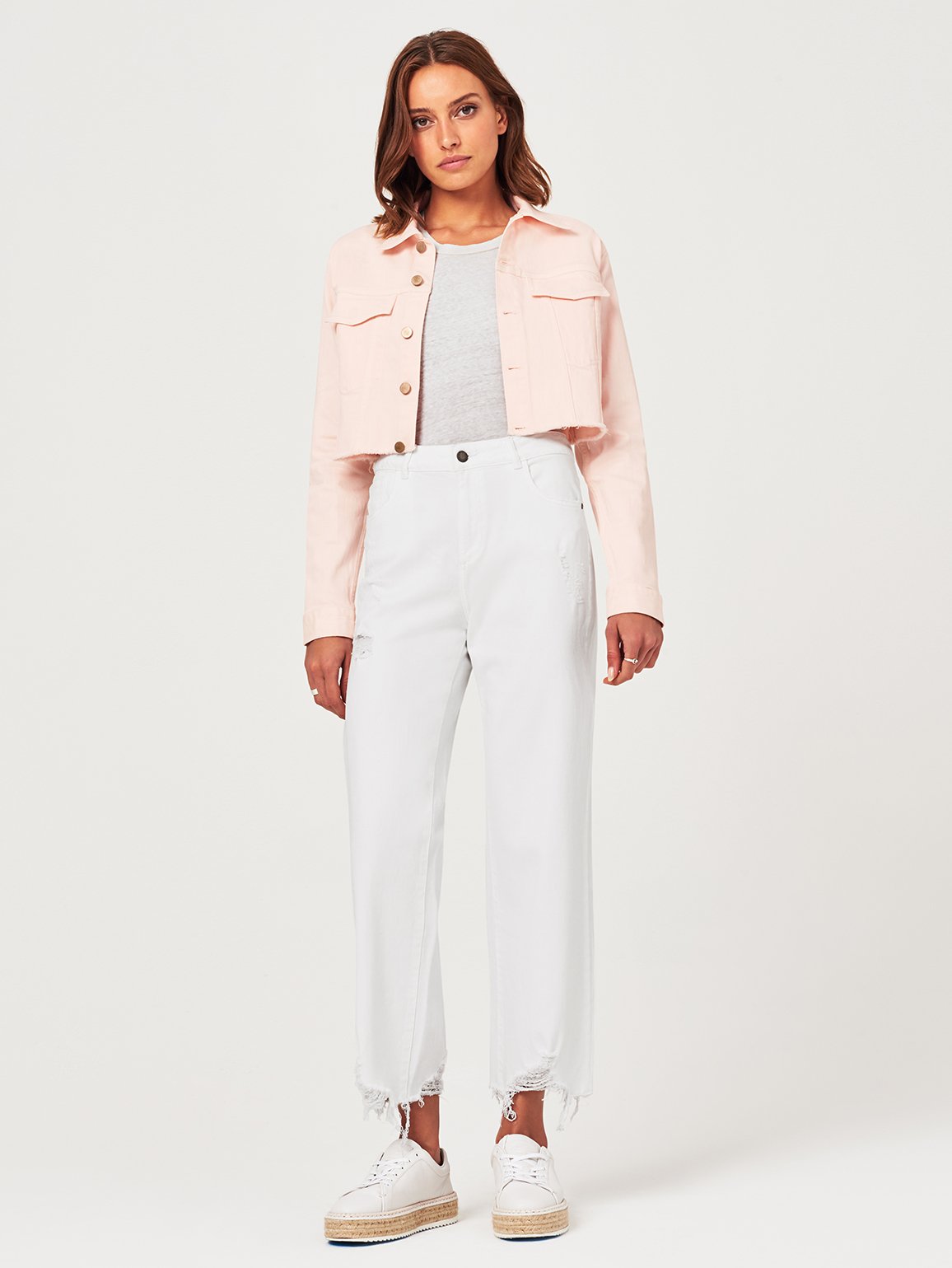 Shawn Cropped Boyfriend Jacket Blush Pink
