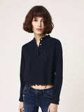 Women Shirt - W 3Rd & Sullivan Long Sleeve Crop Washed Black Overdye - DL1961