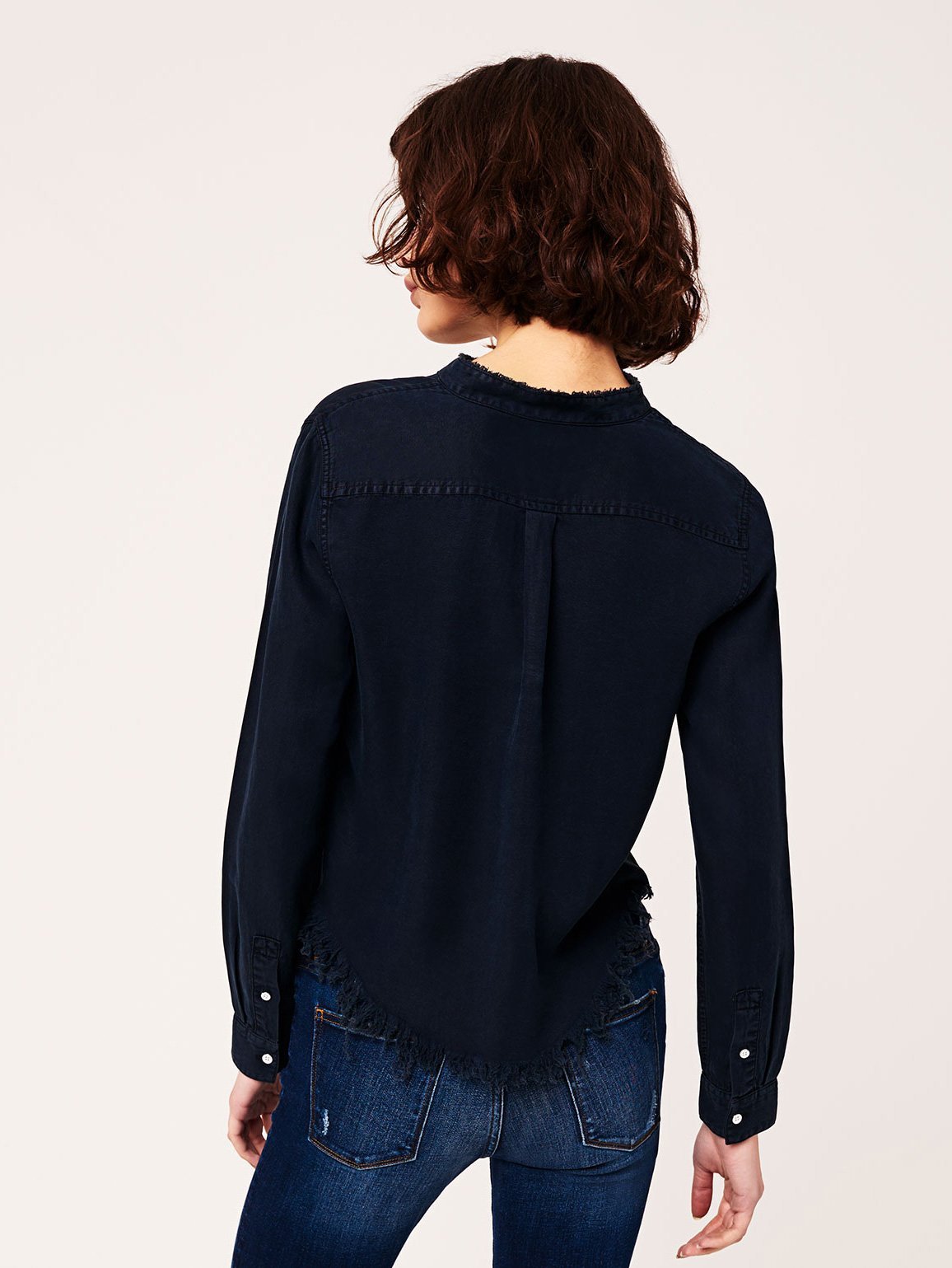 Women Shirt - W 3Rd & Sullivan Long Sleeve Crop Washed Black Overdye - DL1961