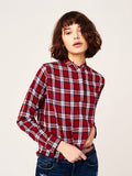 Women Shirt - W 3Rd & Sullivan Long Sleeve Crop Red Plaid - DL1961
