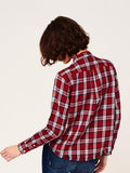 Women Shirt - W 3Rd & Sullivan Long Sleeve Crop Red Plaid - DL1961