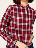 Women Shirt - W 3Rd & Sullivan Long Sleeve Crop Red Plaid - DL1961