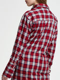 Women Shirt - Rivington & Essex Oversize Dress Red Plaid W. Paint Splatters - DL1961