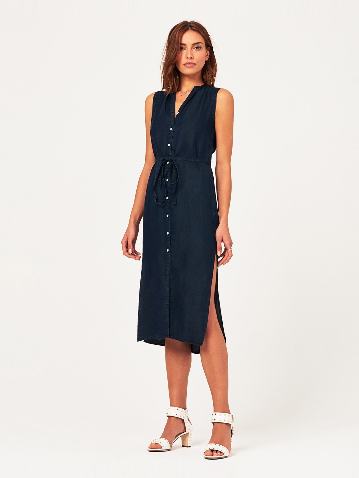 Women Shirt - Lispenard Sleeveless Shirt Dress Washed Black Overdye - DL1961