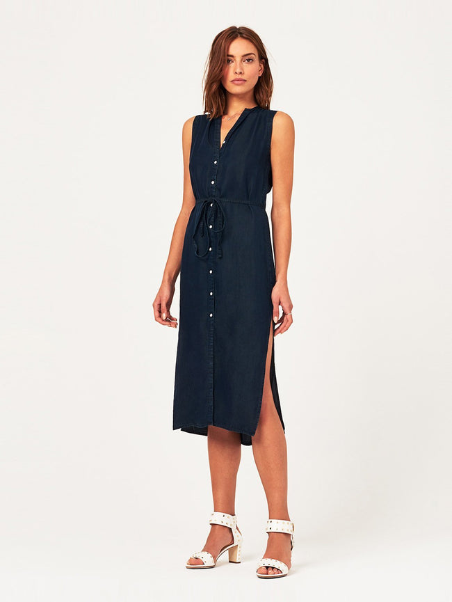 Women Shirt - Lispenard Sleeveless Shirt Dress Washed Black Overdye - DL1961