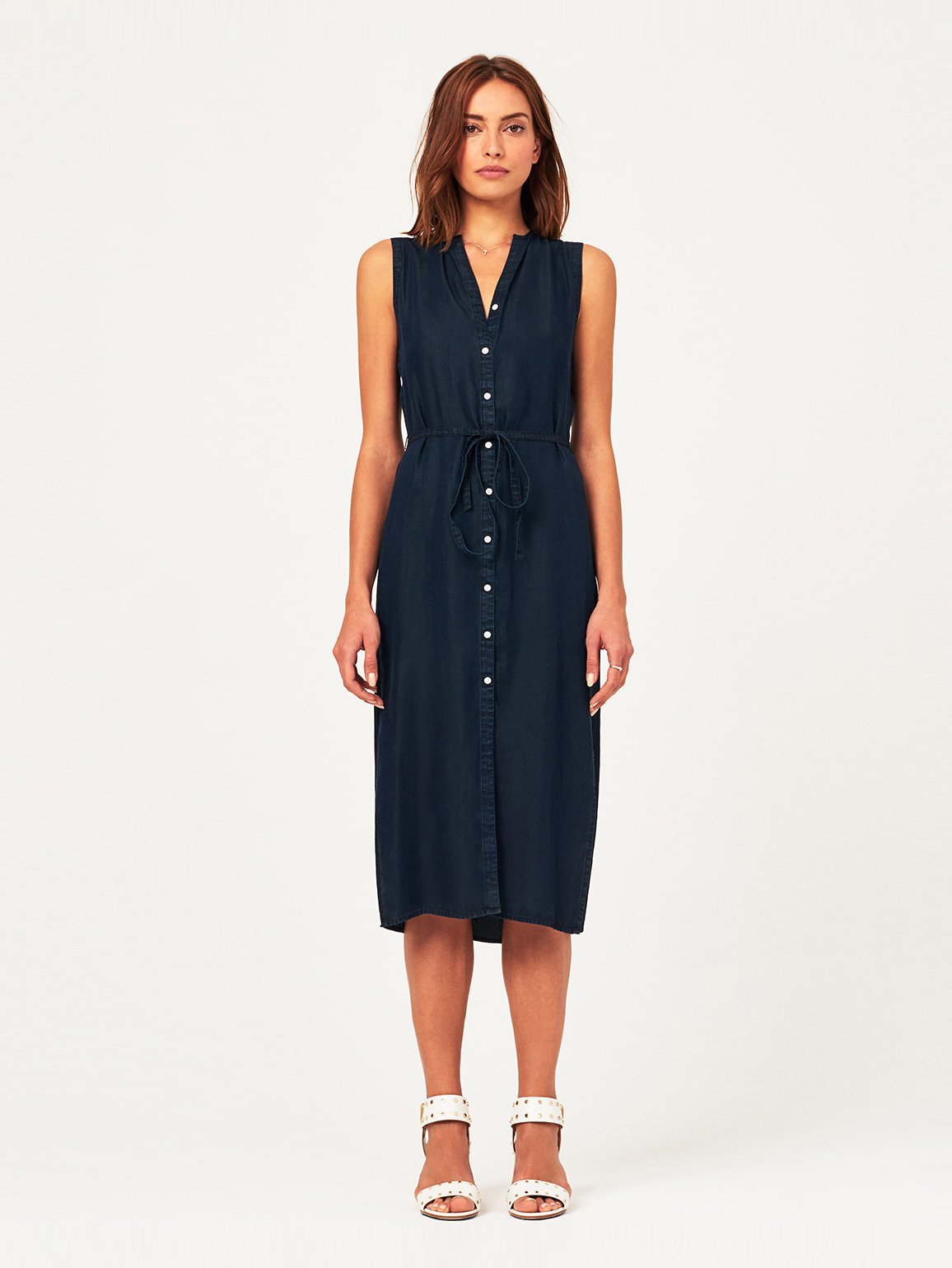 Women Shirt - Lispenard Sleeveless Shirt Dress Washed Black Overdye - DL1961