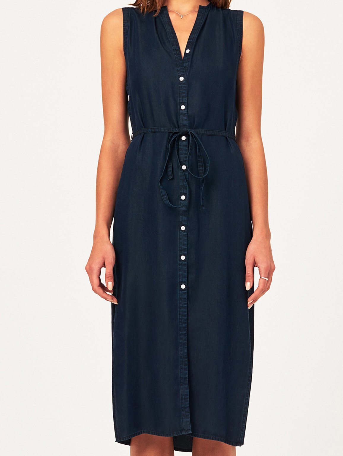 Women Shirt - Lispenard Sleeveless Shirt Dress Washed Black Overdye - DL1961