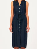 Women Shirt - Lispenard Sleeveless Shirt Dress Washed Black Overdye - DL1961