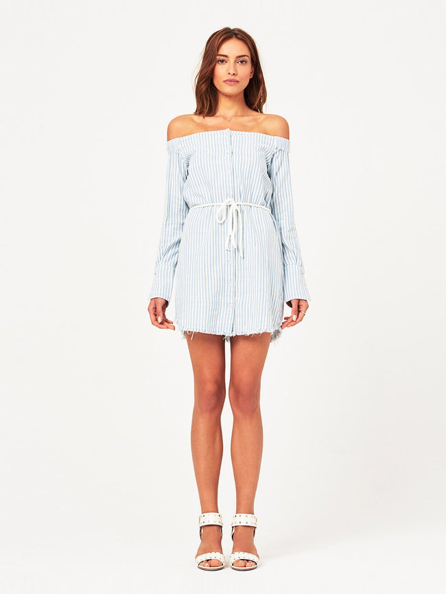 RTW - Adelphi & Willoughby Off The Shoulder Dress Blue Double Face Plaid - DL1961