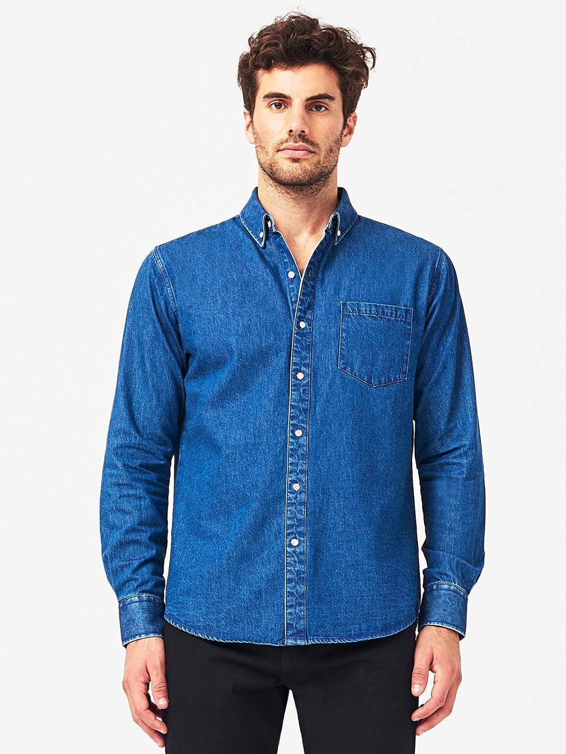 Hudson & Perry Slim Shirt Midwash Indigo